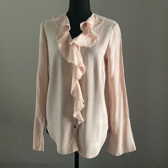 Tru Luxe Jeans Pink Button-down Top/Blouse  Long Sleeves Size XS - Picture 2 of 12